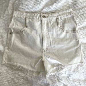Blue revival off white denim shorts